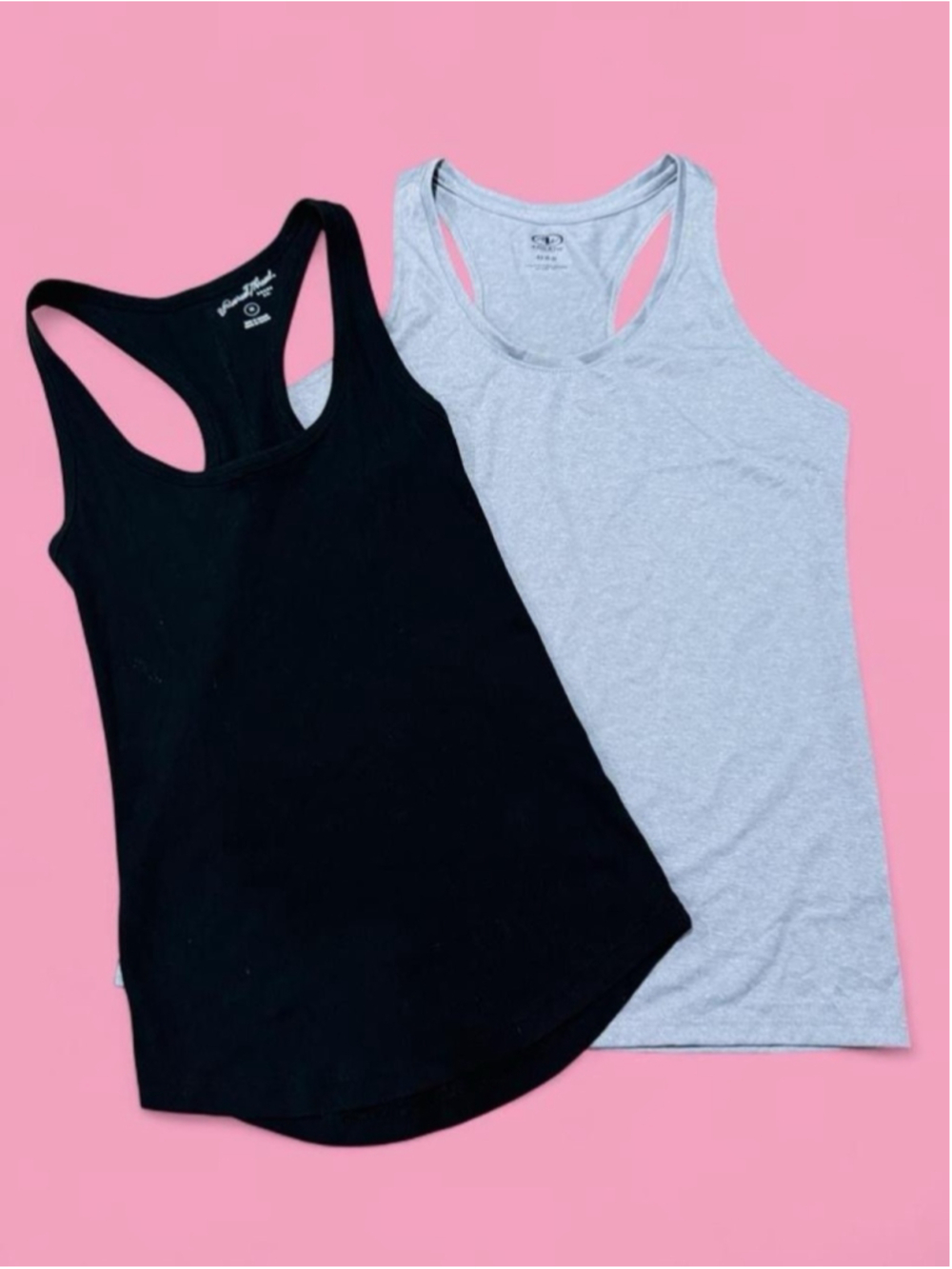 Women’s Racerback Tank Tops Lot of 2 XS Black Gray Athletic Workout Basics